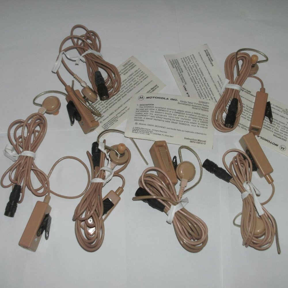 SIX Motorola Saber Surveillance Adapter NTN5664A Connects Microphone & Earpiece